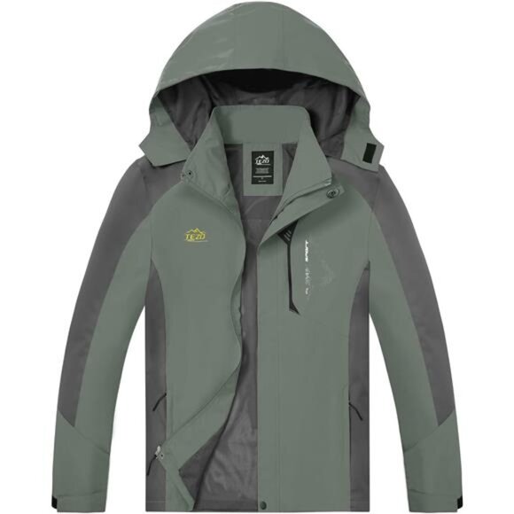 Mens Rain Jacket Waterproof with Hooded Hiking Coat Lightweight Windbreaker - Picture 1 of 8